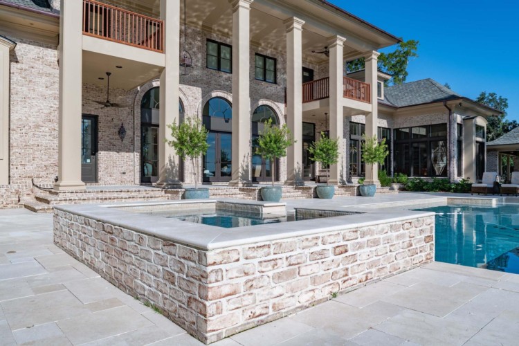 Brick pool and hot tub